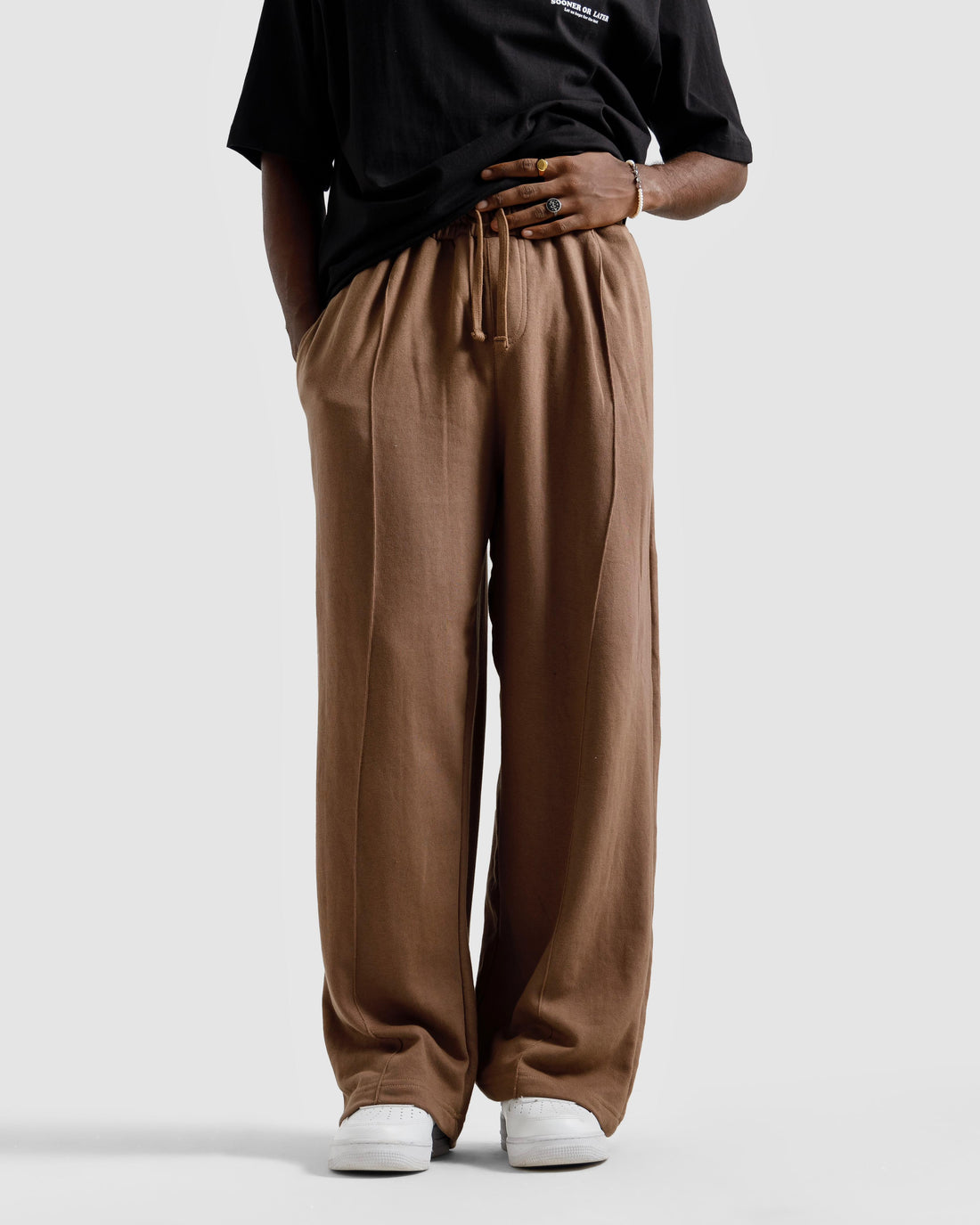 Straight-Leg Pleated Baggy Trousers