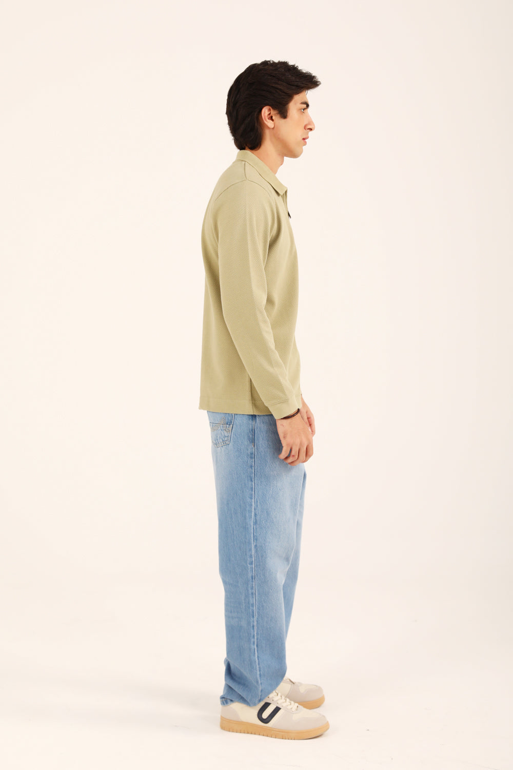 TEXTURED ZIPPER FULL SLEEVE POLO