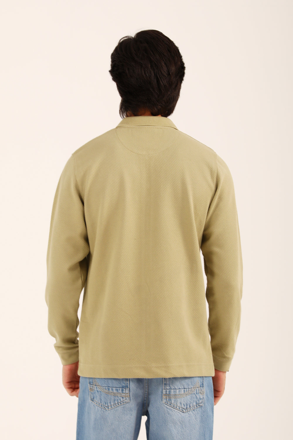 TEXTURED ZIPPER FULL SLEEVE POLO