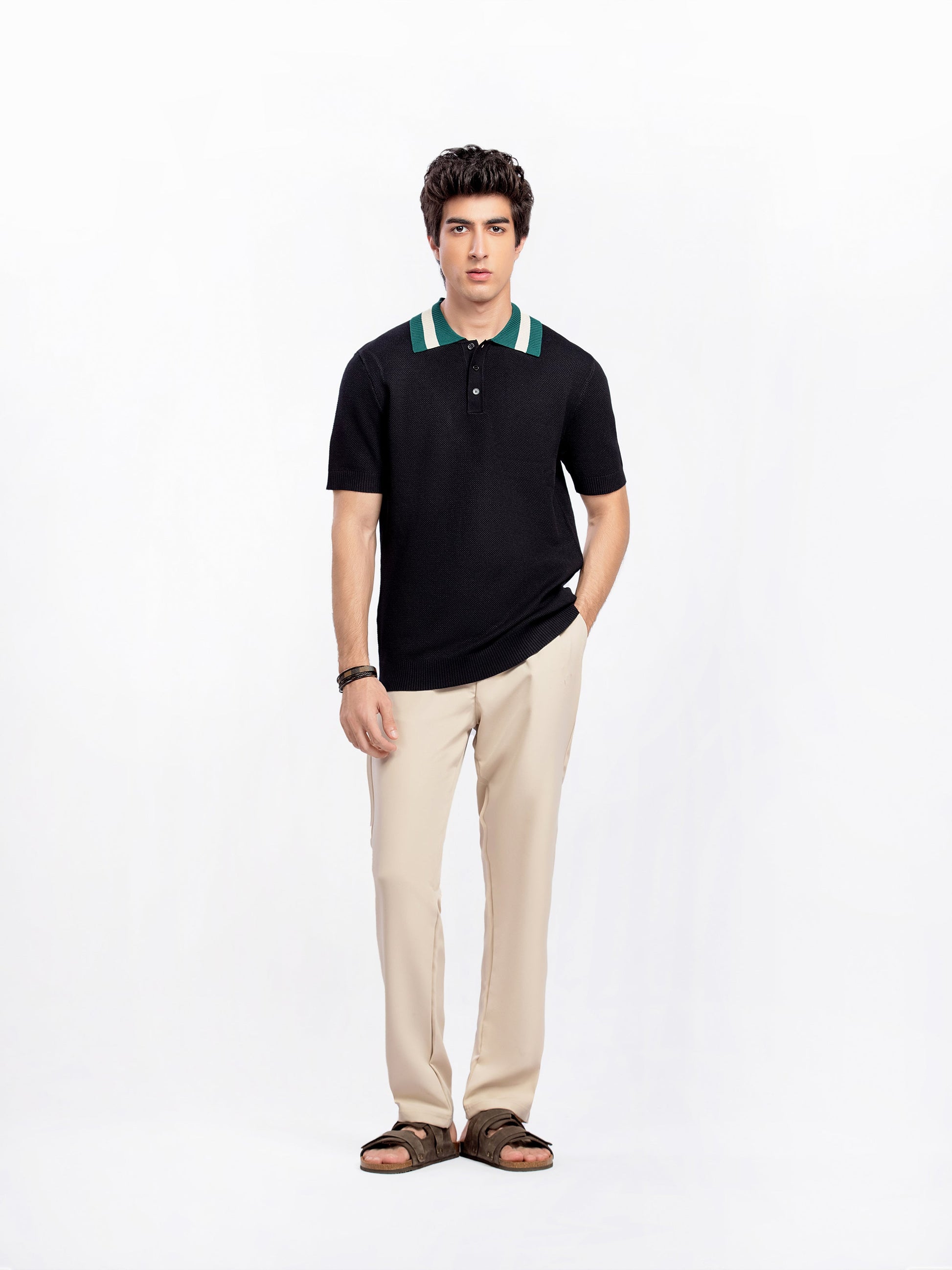 Knitted Textured Polo - FMTCP5-224
