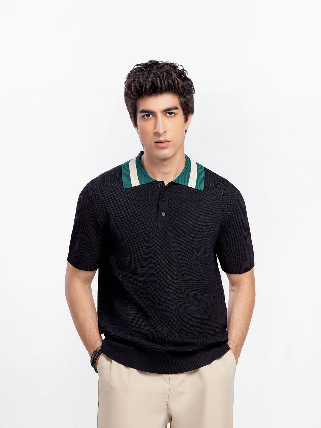 Knitted Textured Polo - FMTCP5-224