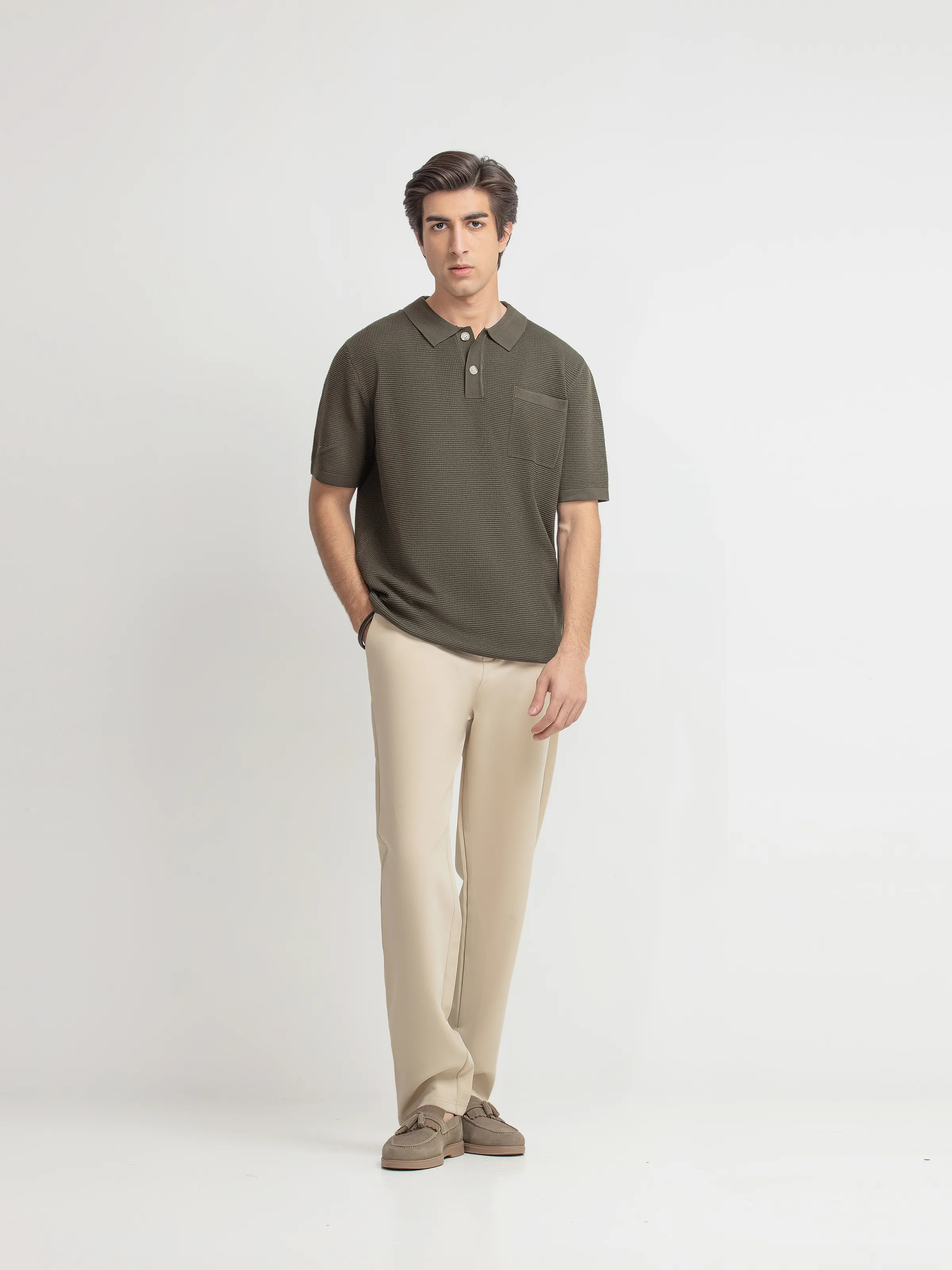 Textured Knit Polo - FMTCP6-254