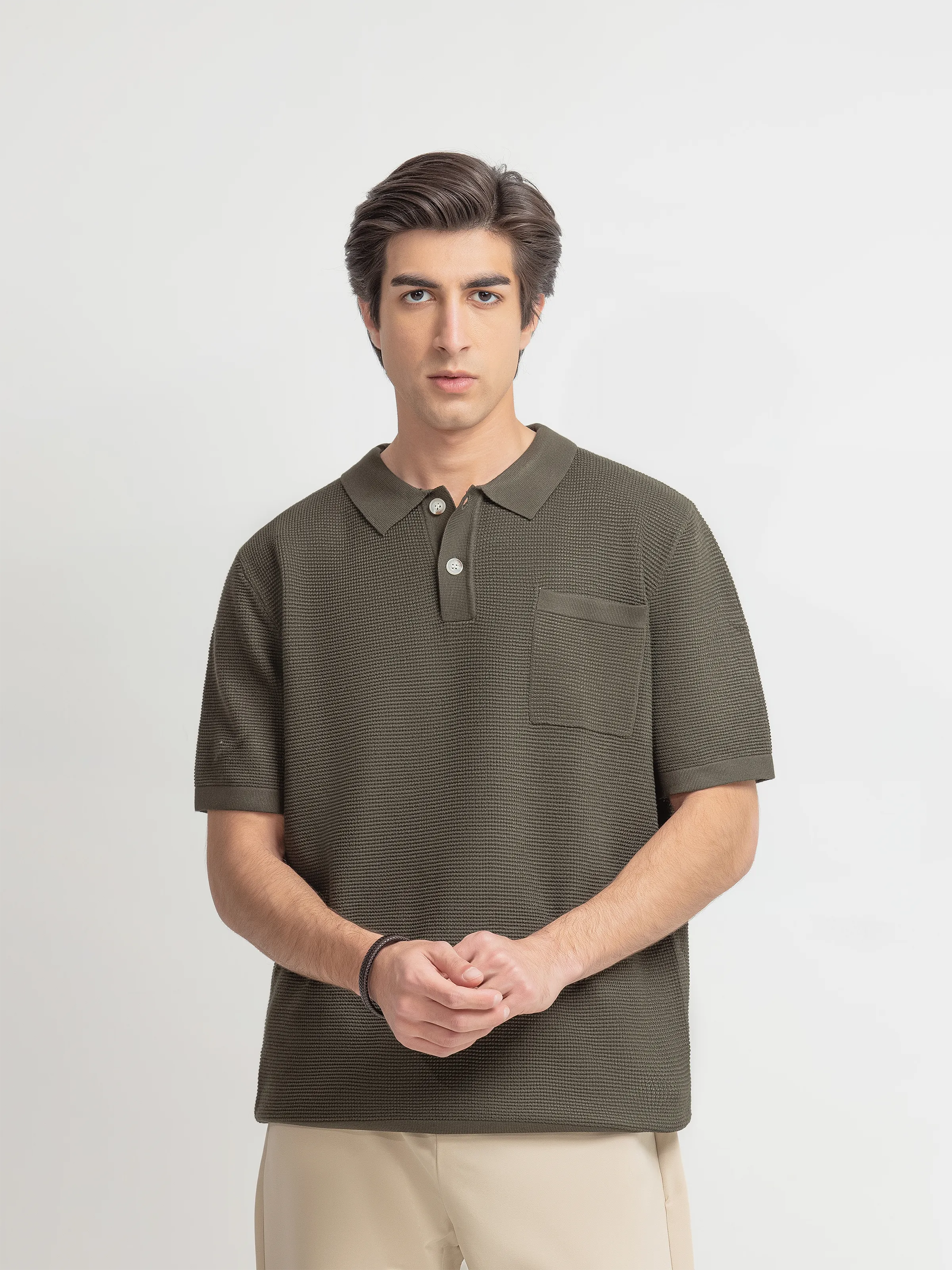 Textured Knit Polo - FMTCP6-254