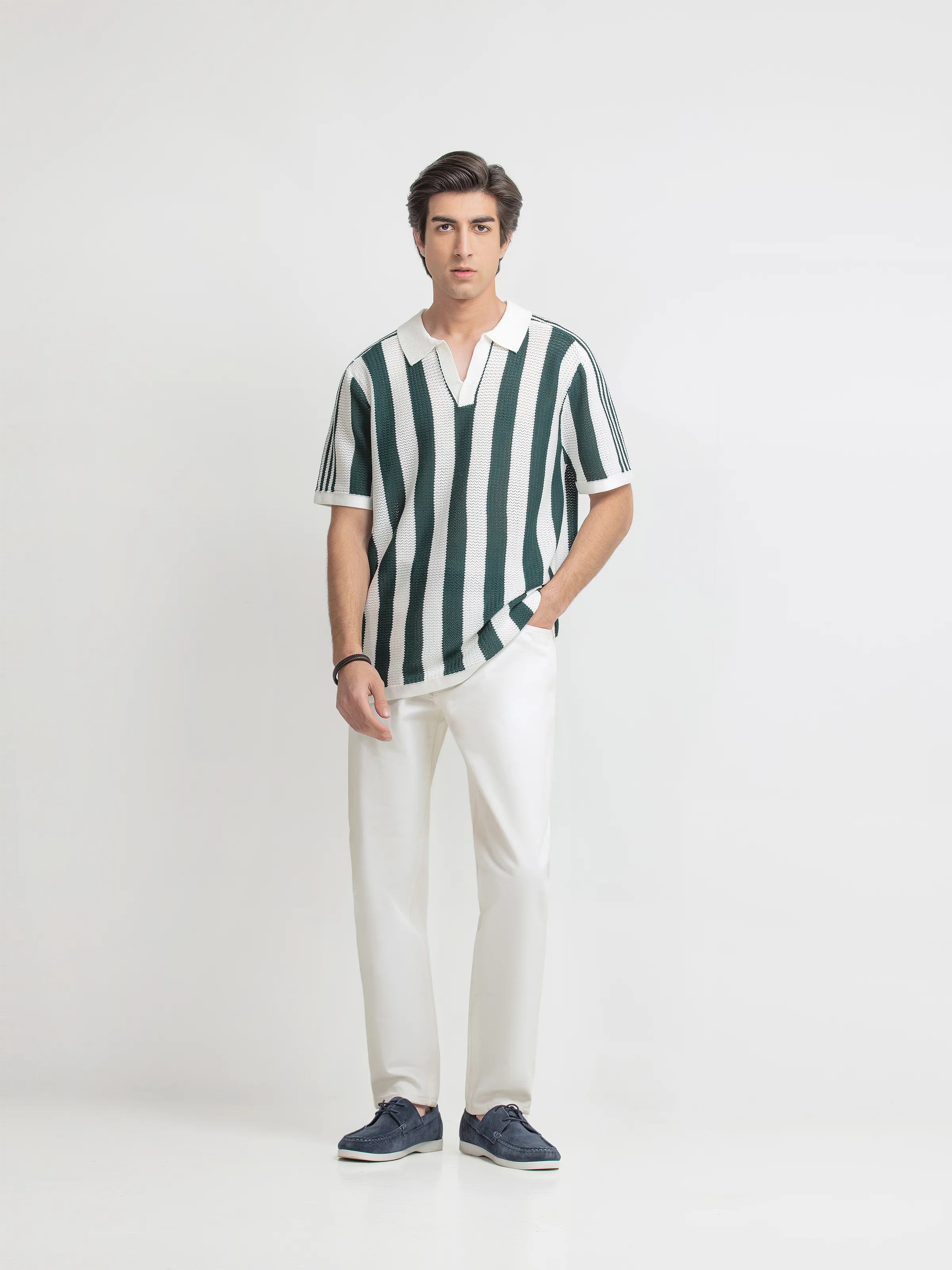 Striped Knitted Polo - FMTCP6-255