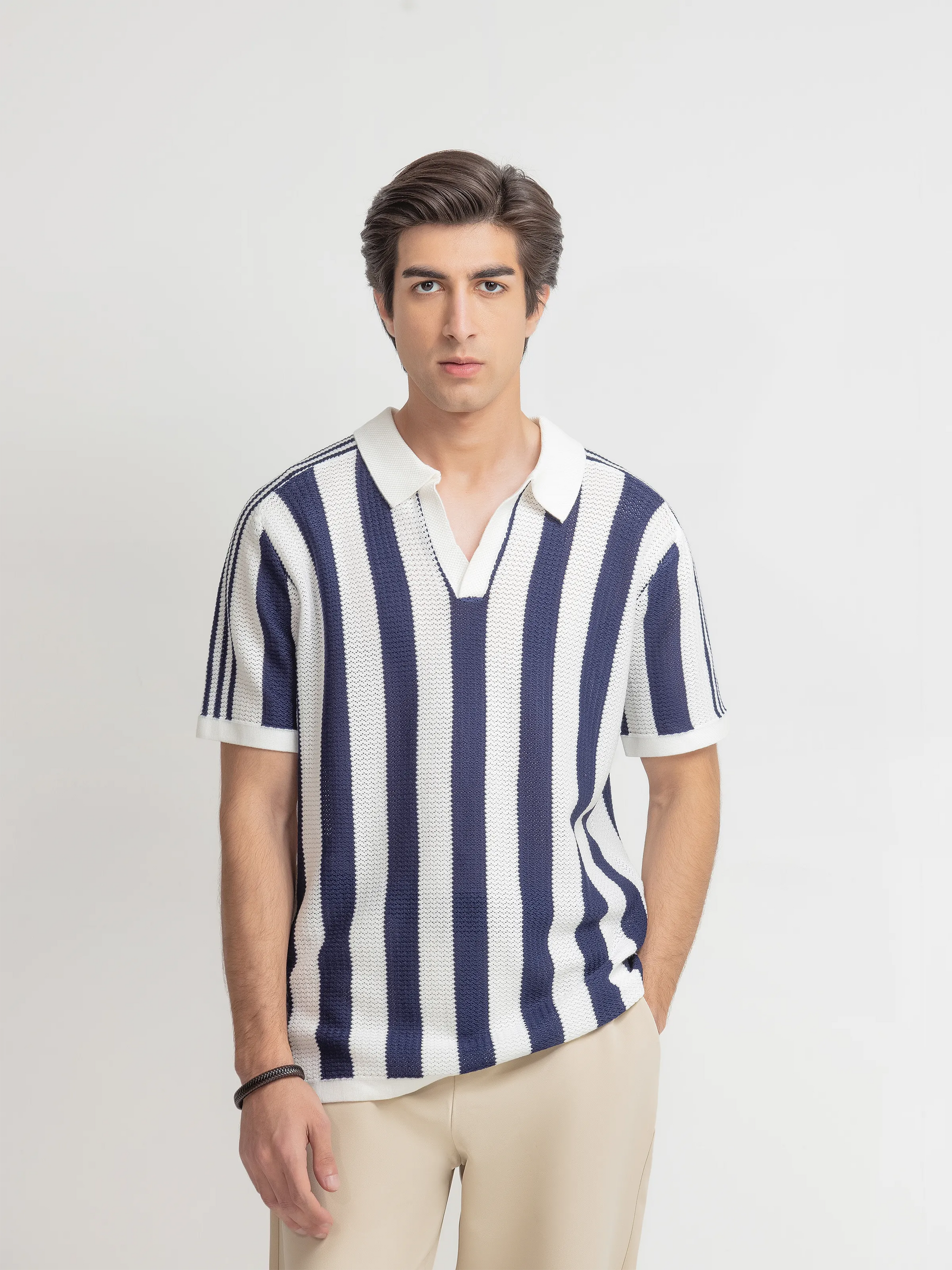 Striped Knitted Polo - FMTCP6-256