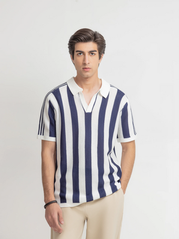 Striped Knitted Polo - FMTCP6-256