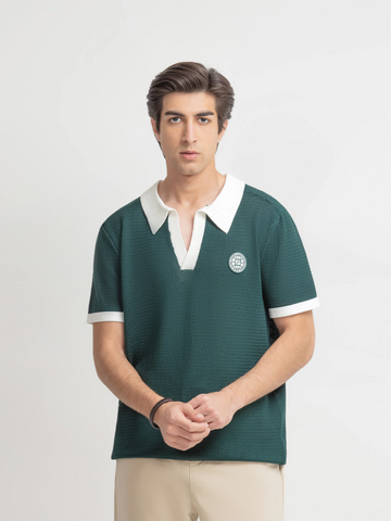 Textured Knit Polo - FMTCP6-259