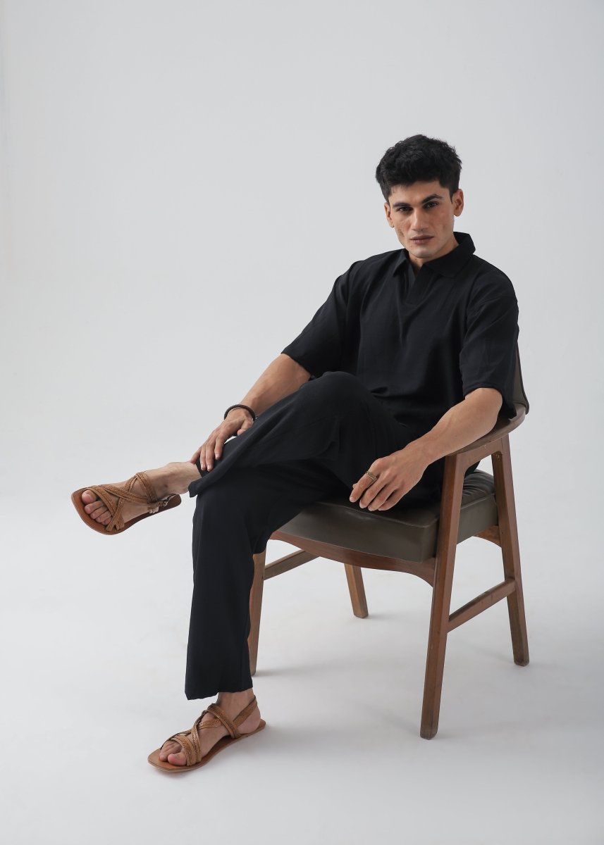 Cloud Black Texture Polo - Vastah Official®