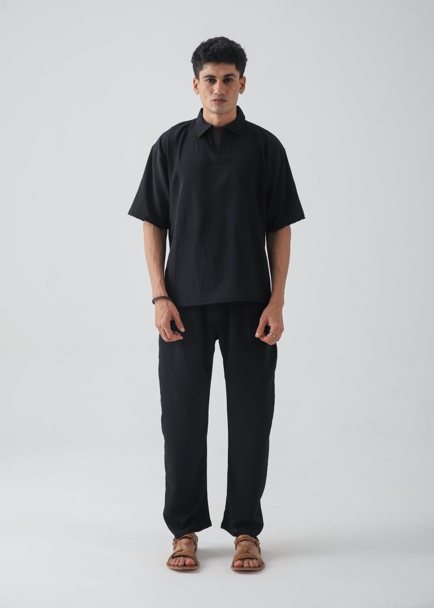 Cloud Black Texture Polo - Vastah Official®