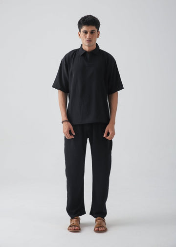 Cloud Black Texture Polo - Vastah Official®