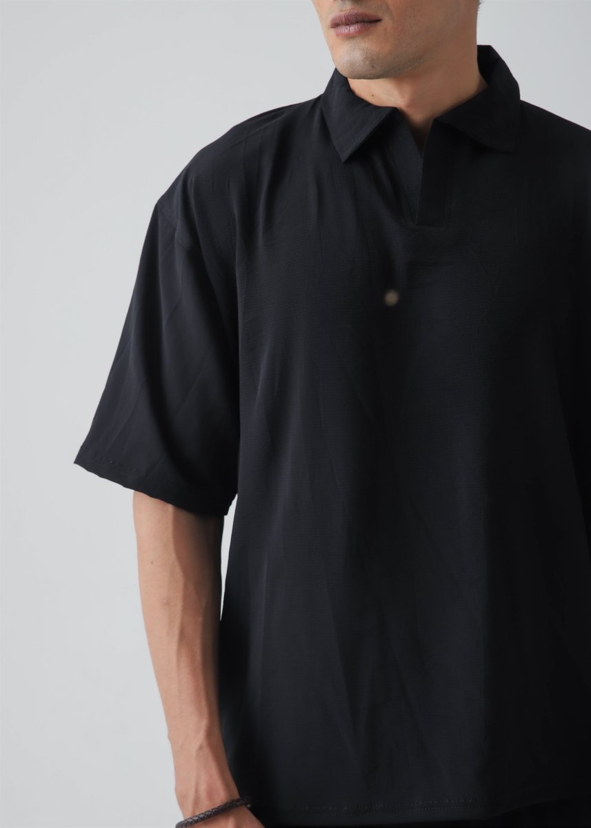 Cloud Black Texture Polo - Vastah Official®