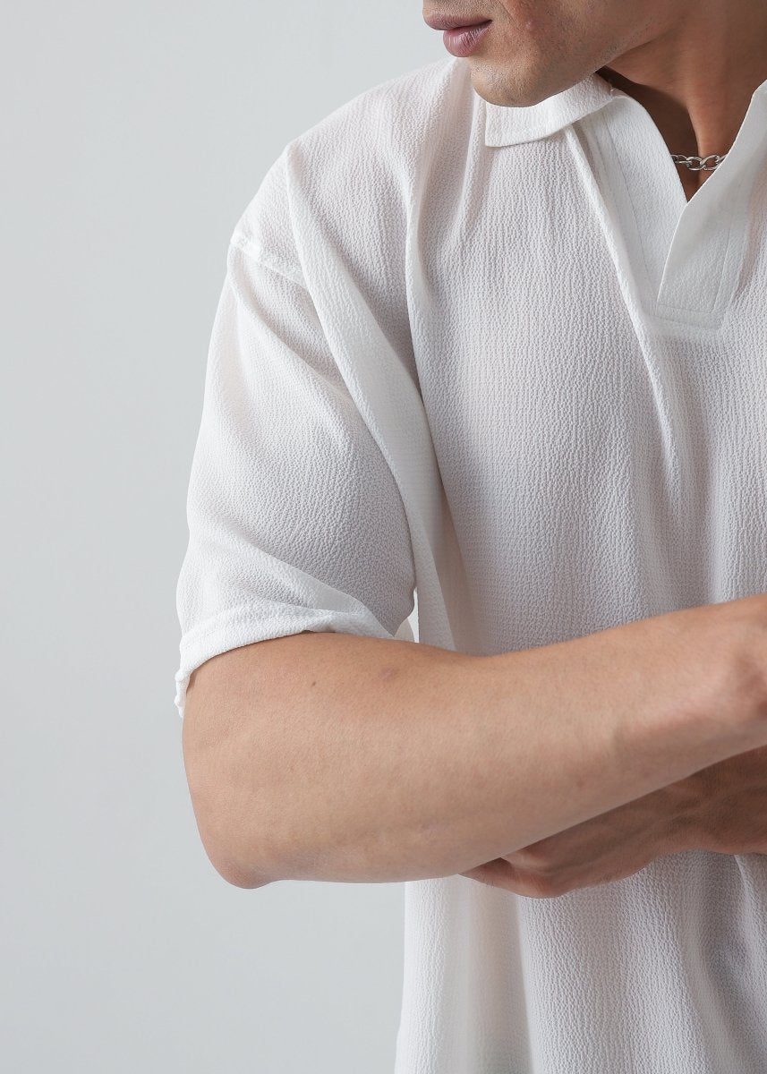Cloud White Texture Polo - Vastah Official®